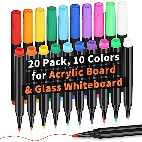 20 Liquid Chalk Markers for Acrylic Clear Glass Dry Erase Board Calendar