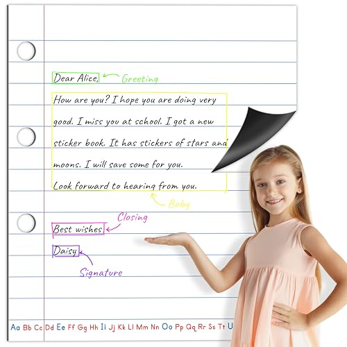 Papier Magnétique pour Cahier, Papier à Lignes Effaçable & Inscriptible Bande d’Écriture Effaçable Outil d'Apprentissage pour la Classe, Tableau Blanc, Tableau Noir, Fournitures de Bureau (43 x 50cm)