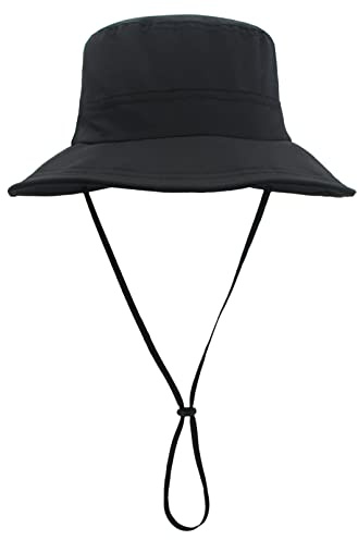 Huakunda Sonnenhut Herren Damen UPF 50+ UV Schutz Safari Hut Wasserdicht Outdoor Anglerhut Faltbar Sommerhut für Wandern Camping (DE/NL/SE/PL, Alphanumerisch, Einheitsgröße, Schwarz)