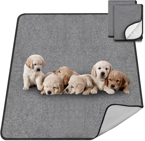 TAIKURA 2 st återanvändbara hundträningskuddar tvättbara 70 x 100 cm ultraabsorberande hundfilt halkfri hundfilt för hund katt