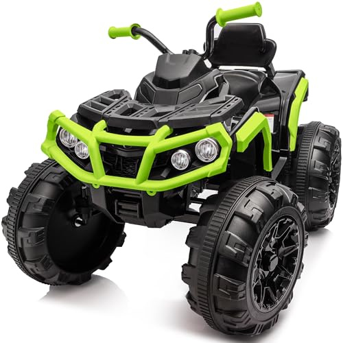 Hikiddo 24V Kids ATV 4 Wheeler, Electric ATV Four Wheeler for Big Kids w/Wireless, 2x200W Motors - Green