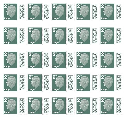 Albian Trading 2nd Class Large Letter Stamps (25 Stamps) - Barcoded Self Adhesive UK Large Letter Postage Stamps for Postage - (25 Total)