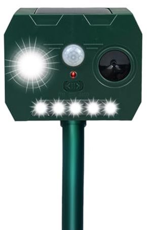 XWGKLN Répulsif solaire à ultrasons pour animaux de jardin - Étanche - Avec flash LED et détection infrarouge - Pour jardin, ferme, chiens, renards, oiseaux