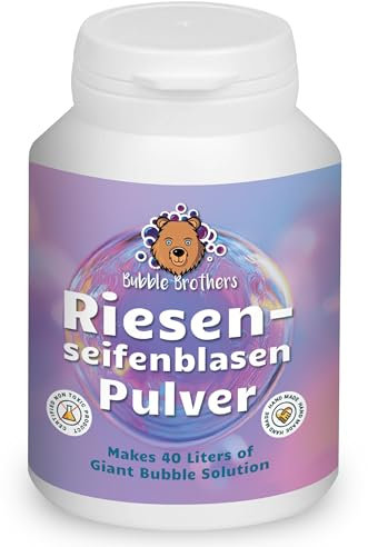 Bubble Brothers Riesenseifenblasen Pulver – 160g für 40L Seifenblasenflüssigkeit – für XXL Seifenblasen Set & Seifenblasenstab – Seifenblasen Pulver