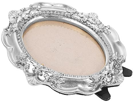 Cabilock Vintage Bilderrahmen aus Harz Antiker Ovalrahmen für Fotos Schmuckdisplay und Diy Projekte Silberner Tischrahmen zur Dekoration von Kleinen Bildern und Bastelarbeiten