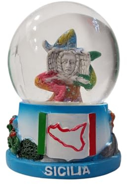 Palla di Vetro con Neve Sicilia Souvenir Siciliani (Trinacria cm 6,5)
