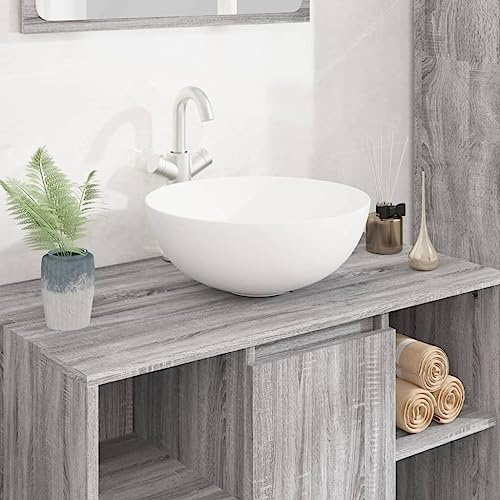 Lavabo Rond with Céramique, Finition Brillante, Vasque à Poser Salle de Bain, Lavabo Salle de Bain, Lave Main, Meuble Vasque Salle de Bain, Blanc, 36 x 15 cm