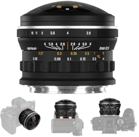 AstrHori 6 mm F2.8 fullformat-cirkulär fiskögonobjektiv, ultravidvinkel 220°, kreativt objektiv med manuellt fokus för fotografering och video, för E-/L-/RF-/Z-Mount (E-Mount)