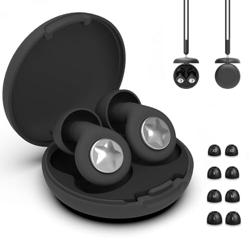Tapones Oidos Ruido Dormir, 45dB Tapones Reutilizables Ultracómodos para Dormir con 8 Tapones de Silicona para Dormir Concentrarse Viajar y Conciertos