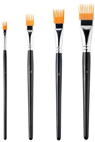 Hyleara Grainer Pinsel Set - 4 Stück Premium Künstler Flat Effektpinsel für einzigartige Textur-Effekte | ideal für Aquarell, Acryl und Öl
