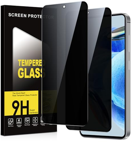 Micnkifo Privacy Pellicola Protettiva per Xiaomi Redmi Note 12 Pro 4G/5G Vetro Temperato,Durezza 9H Anti-Spy Protezione Schermo,Anti-Graffio Senza Bolle Anti-Spia Vetrino Protettivo,2 Pezzi