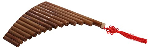 YUEHISY Panflöjt med 15 Rör Handgjord Naturlig Bambu för Musikälskare och Nybörjare Bambu och trä