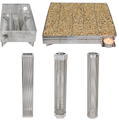 Beeketal 'Smoke XL' Sparbrand Kaltraucherzeuger aus V4A Edelstahl mit 3 Kammern (L/B/H) ca. 125x200x45 mm, Raucherzeuger Generator zum kalträuchern und smoken im Räucherofen, Räucherschrank, Smoker