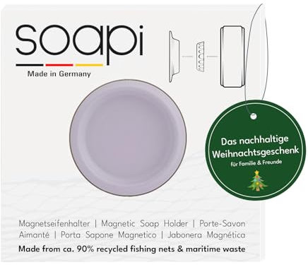 Soapi - Schwebender Seifenhalter Magnet zum Kleben - Lavendel - Wand Magnethalter für Seife - Ablage Seifenschale Magnetseifenhalter ohne Bohren/Saugnapf