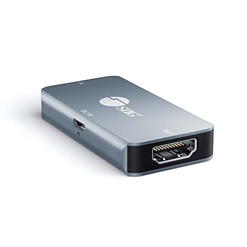 SIIG 4K HDMI Booster - HDMI Signal Repeater/Extender, 4K 60Hz YUV 4:4:4, HDR, HDCP 2.2, 18Gbps, CEC Pass-Through, Cascading, TAA Compliant (CE-H24K11-S1)