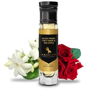 Arabian Opulence FR234 BLUSH PEONY, SOFT SUEDE & RED APPLE Roll-on Perfume Oil | Concentrated Fragrance Body Oil | Long Lasting Oil Based Perfume for Women | Travel Size Alcohol-Free Bottle (6ml)