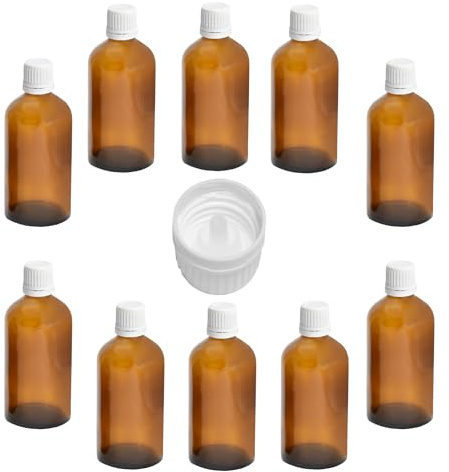 MV-Versand Homeopatileverans München 10 x 100 ml apoteksflaska brun med droppstängning, droppförslutning med originalitet