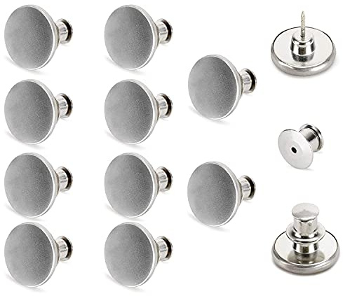 KOSTOO 10 uppsättningar 17 mm ersättande jeans knappar byxor, avtagbara och avtagbara jeansknappar ingen sömnad omedelbar knapp för byxor mode jeans gunga hantverk gör-det-själv (silver)