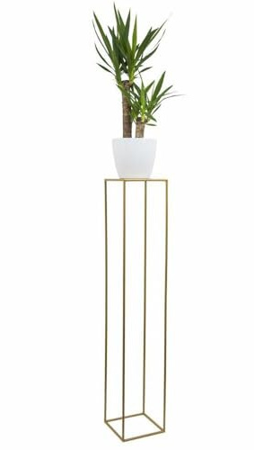 HowHomely Support à fleurs en métal doré 130 cm de haut - Support à fleurs solide et robuste en métal - Support pour plantes pour la décoration du salon, de la chambre ou du bureau
