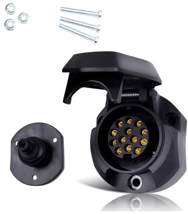 CGEAMDY 13-Polige Anhängersteckdose, 12V 13-Polige Anhängersteckdose Wasserdicht, Anhängerstecker Steckdose Mit Nebelschlusslichtabschaltung, Für Wohnmobil Zubehör