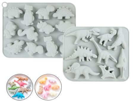 Fyfjur Molde Chocolate, 2 Piezas Dinosaurio Moldes Bombones Silicona, Cubiteras Para Hielo, Molde De Silicona Para Chocolate, Moldes Silicona Para Dulces, Chocolate, Gelatina, Cubitos De Hielo