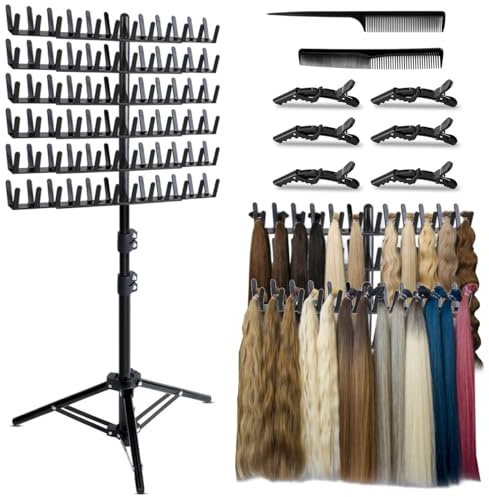 Funvalley Surperfect Support de tressage avec 144 piquets, support d'extension de cheveux réglable en hauteur, support double face pour perruque, séparateur de cheveux pour salon de coiffure, maison