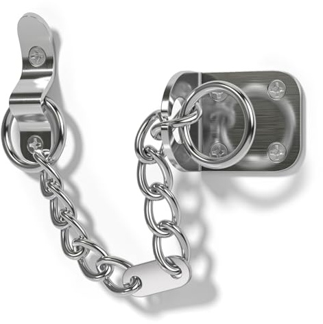 Bwintech 1PC Chrome Plated Door Chain,Narrow Door Chain Lock,Steel Door Safety Chain with Complete Fittings,External and Internal Door Restrictor for Wooden and UPVC Doors