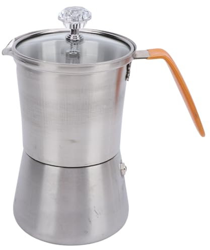 Brrnoo de Acero Inoxidable Profesional, Vertido a Mano, Tapa de Vidrio Transparente, Resistente Al Calor, Fácil de Limpiar, para café Italiano, té de Leche (160ml)