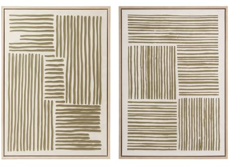 CASASELECCION Set de 2 cuadros decorativos de lienzo con marco. Con dibujo abstracto en color beige. Medidas: 50x70 cm.