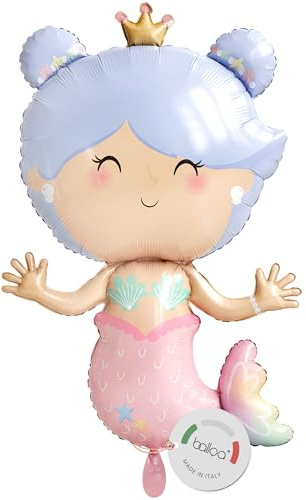 Balloa - Palloncino Sirenetta XXL in Mylar, Palloncino Elio Sottomarino per Feste e Compleanni di Bambini e Ragazze, Regalo di Compleanno per Feste a Tema Sirena e Mondo Sottomarino