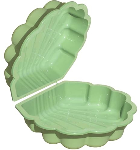 Conchiglia per sabbia e acqua, 2 pezzi, verde pastello con motivo a stelle, sabbiera e conchiglia d'acqua, per bambini da 1 a 6 anni, con coperchio, per giardino e terrazza, 86 x 77 x 18 cm