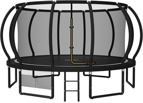 JUMMICO Trampoline d'extérieur Ø 228/305/366/427/488 cm avec Filet de sécurité et échelle, Trampoline de Loisirs certifié GS pour Enfants, Cadre avec revêtement antirouille, capacité de Charge 150kg