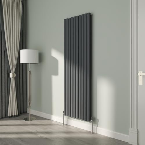NRG Modern Vertical 1800x590 Designer Radiator Anthracite Oval Column Double Panel Bathroom Central Heating