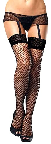 Simply Joshimo Womens Sexy Black Fishnet Suspender Belt with Lace Elasticated Net Stockings…