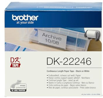 Brother DK-22246 Rouleau de Papier Continu, Original Noir sur Blanc 103,6 mm x 30,48 m