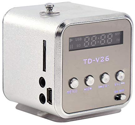 Zerone Digital Lautsprecher Lautsprecher Musik Spieler FM Radio Stereo MP3 MP4 Musik Spieler PC Mode Unterstützung TF Karte USB Disk FM(Silber)