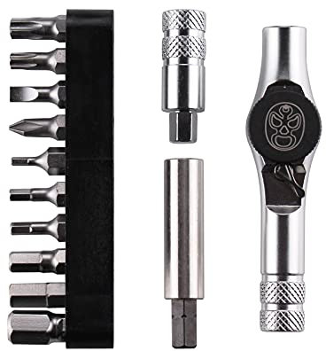 MACHOMAN RCW212 12 Piezas, puntas y destornillador transformado de T-tipo con trinquete en bolsa de cuero