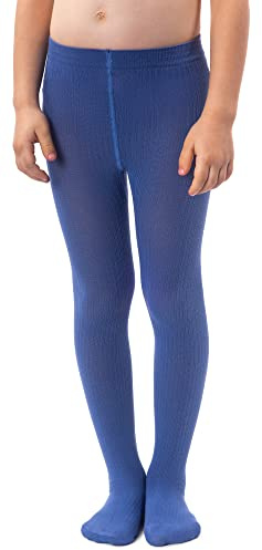 NOQ Flickor släta stickade strumpbyxor med fot varma ogenomskinliga skolbarnstrumpor balettdans show dagis, jeans, 104/110 cm