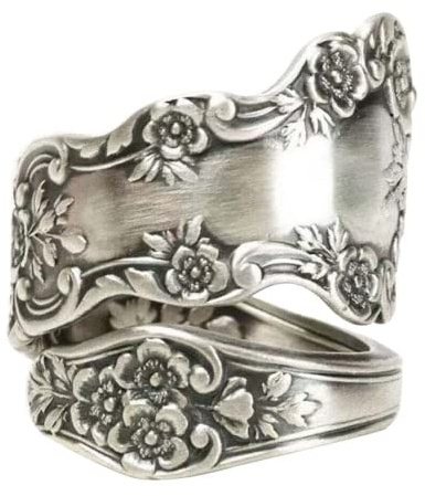 925 Sterling Silver Oxidized Spoon Ring Adjustable Ring Jewelry Gifts for Women