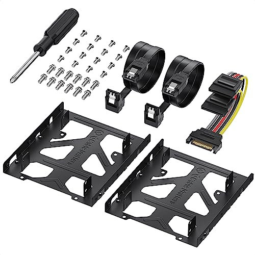 Cable Matters 2er-Pack einbaurahmen SSD 2.5 auf 3.5 dual (SSD Adapter 2,5 auf 3,5) All-in-one-Kit in Schwarz – Kit enthält Halterung, Schrauben, Kabel und Schraubendreher