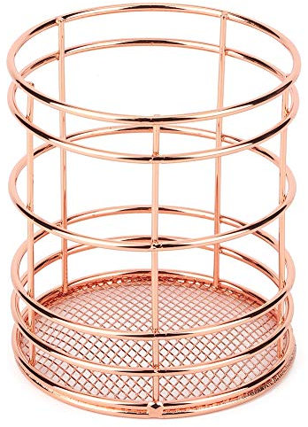 Tissting Chopsticks Storage Container, Kitchen Utensil Holder, Hollow Cutlery Spoon Fork Chopsticks Storage Basket,Multifunctional Organizer for Kitchen Office(Rose Gold)