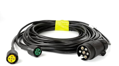 UNITRAILER Faisceau Électrique Remorque 5,2 m – Prise 7 Broches + 2 Connecteurs 5 Broches – Câble Étanche pour Feux Arrière et Feux de Gabarit – Compatible 12V/24V