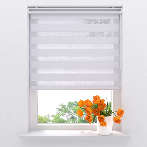 DTCH® Doppelrollo klemmfix ohne Bohren 120 x 150 cm (BxH) Weiß lichtdurchlässig, fensterrollo innen ohne Bohren, rollos für Fenster, Rollo 120 cm breit, Duo Rollo, klemmrollo, klemmfix-doppelrollo
