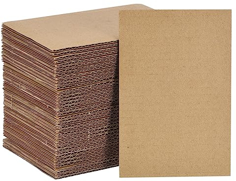 sourcing map 100 Pack 4 x 6 Corrugated Cardboard Sheets 1/8 Thick Flat Cardboard Filler Inserts Pads for Mailers, Packing, Art Projects, DIY Crafts