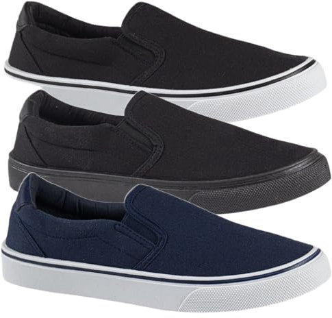 Mens Slip ON Canvas Flat Casual Boat Deck Plimsoll Espadrilles Casual Pumps Trainers Gym Shoes (Navy White, UK Footwear Size System, Adult, Men, Numeric, Medium, 8)