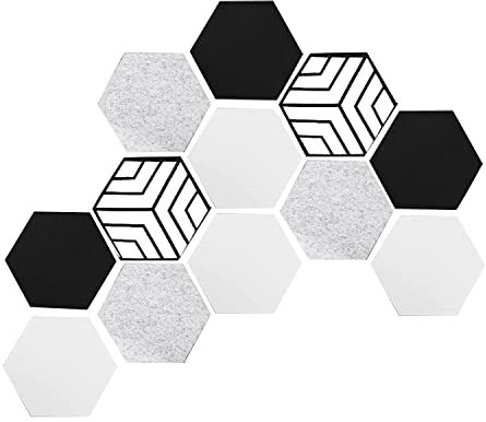 KJKVIVH 12 Pcs Self-Adhesive Acoustic Panels,Hexagon Sound Proof Panels,Sound Absorbing Panels for Recording Studio Home,Offices