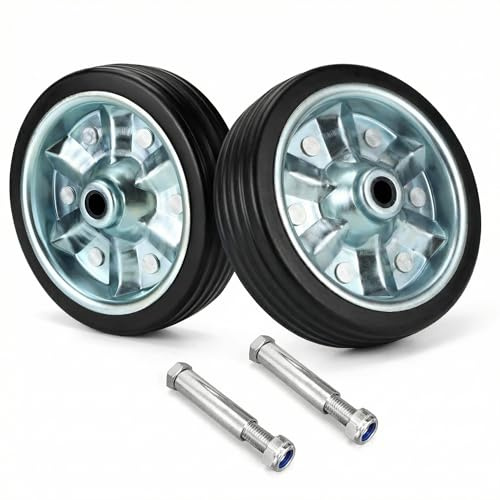 QWORK® Rueda de repuesto 200x50 mm para rueda jockey de remolque - capacidad de carga aumentada 680 kg - caucho macizo con llanta de acero