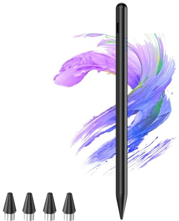 Stylus Pen for Android Touchscreen with 4 POM Tips, Kenkor Active Digital Stylus Pens for iPhone, Magnetic Tablet Pen Compatible with iPhone/Samsung/Huawei/Vivo Writing & Drawing - Black