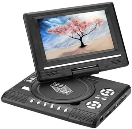 USKI Mobiler DVD-Player, Tragbarer mobiler DVD-Fernseher mit integriertem Akku, drehbarer intelligenter Mini-Fernseher mit Abschaltspeicherfunktion