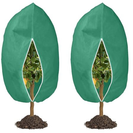 120 x 178cm Winterschutz für Pflanzen, Draußen Pflanzenschutz Winter Frostschutz Für Kübelpflanzen, mit Reißverschluss Zugband Für Palmen, Olivenbaum, Wiederverwendbar Wintervlies 2 Stück,70g/m²